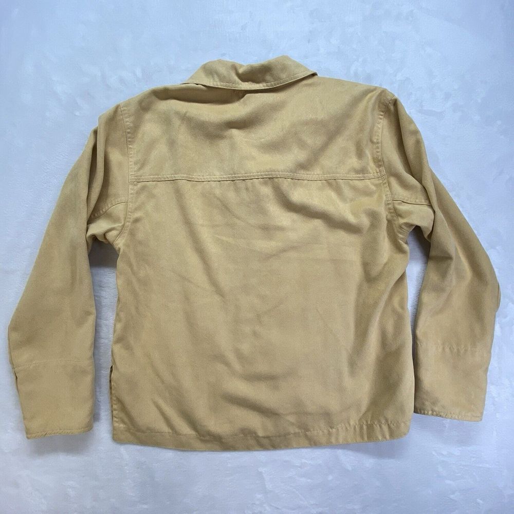 CHICO'S top Womens 0 small Faux Suede Button-Front Shirt Blouse Dijon Yellow - Picture 8 of 9